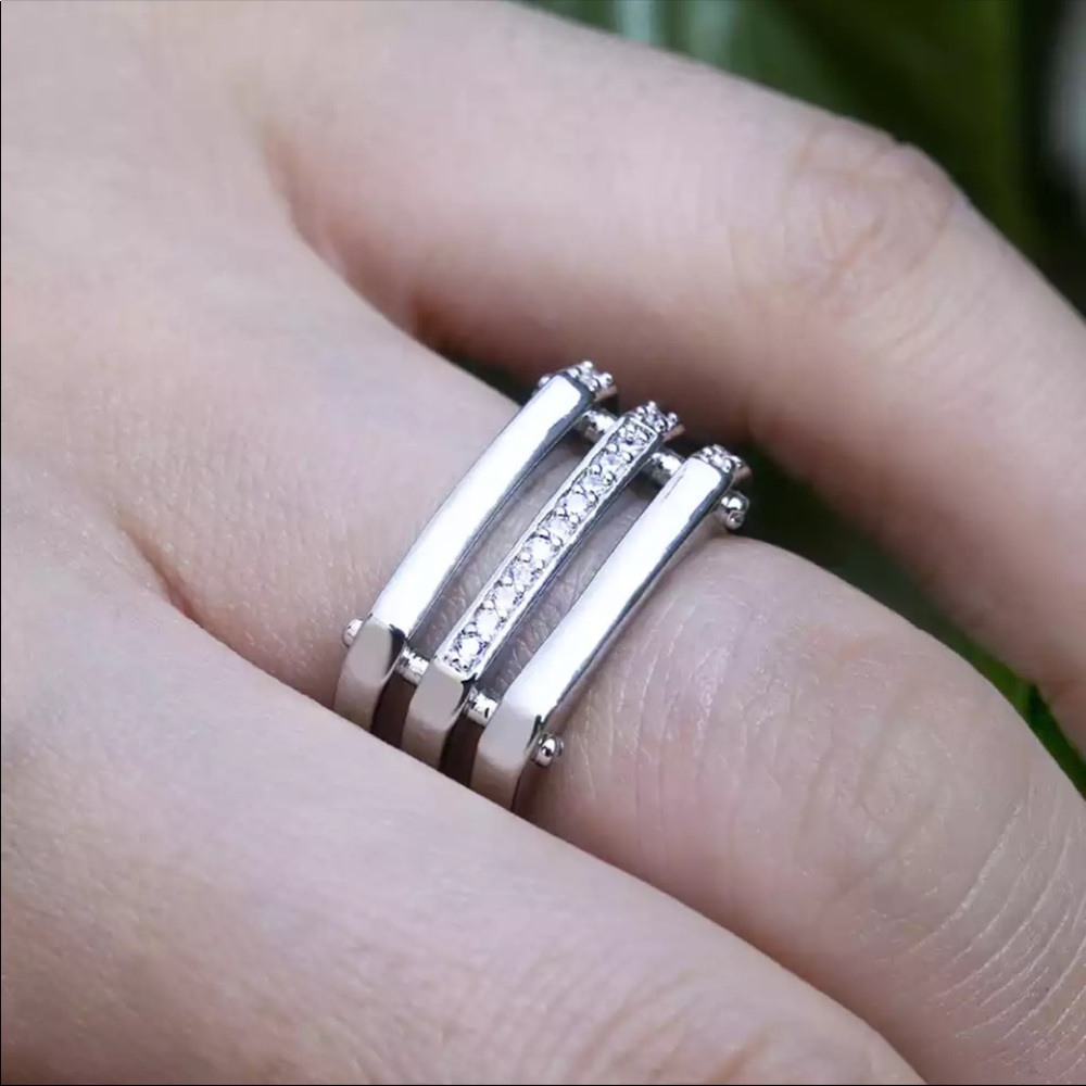 Luxury 925 Silver White Sapphire Ring New - Picture 6 of 6